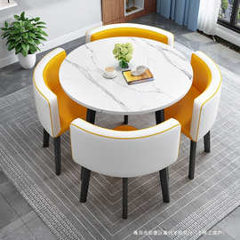 现代简约餐桌家用吃饭桌子公寓出租房休闲洽谈接待桌椅组合小圆桌