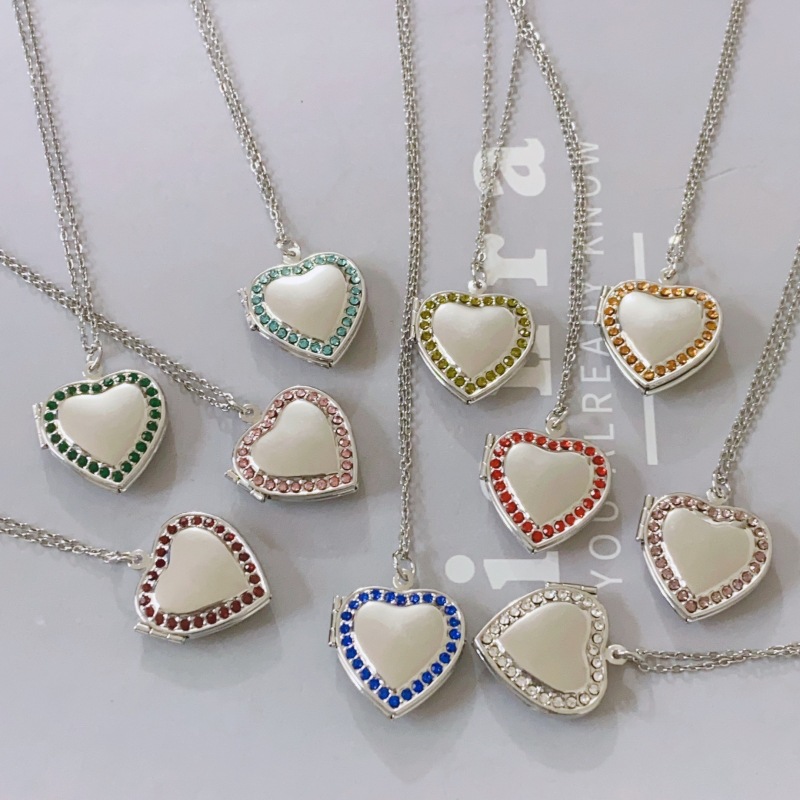 Comercio exterior transfronterizo multi-color de cristal en forma de corazón DIY CAJA DE FOTOS flotante medallón colgante abierto collar de acero de titanio