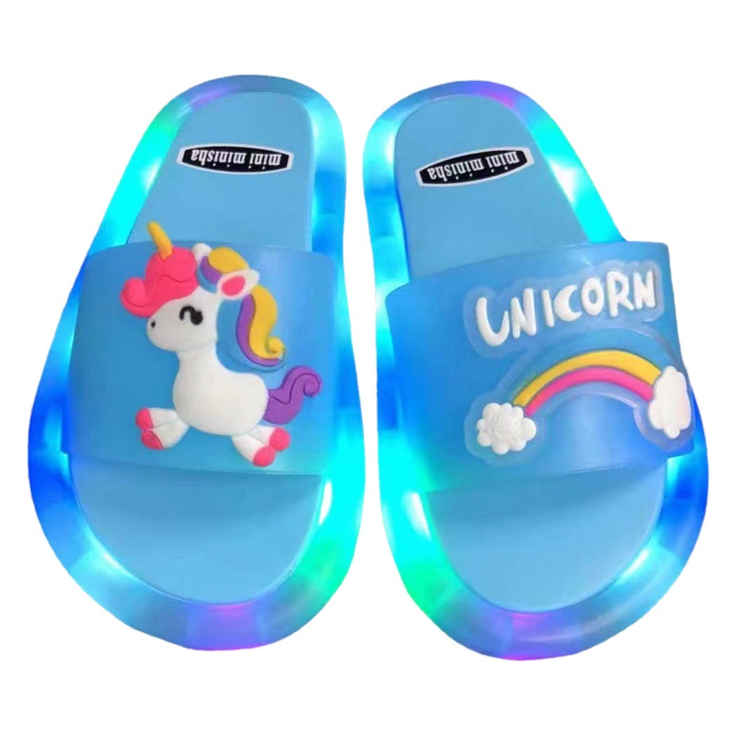 Internet Celebrity moda luminosa niños zapatillas brillantes luces coloridas niñas sandalias brillantes zapatos de cristal ventas directas de la fábrica
