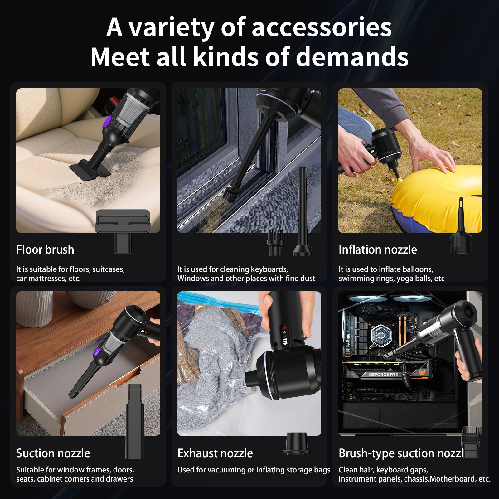 Cross-Border Car Vacuum Cleaner Multi-Functional Brushless Home and Car Dual-Purpose Handheld High-Suction High-Power Car Vacuum Cleaner