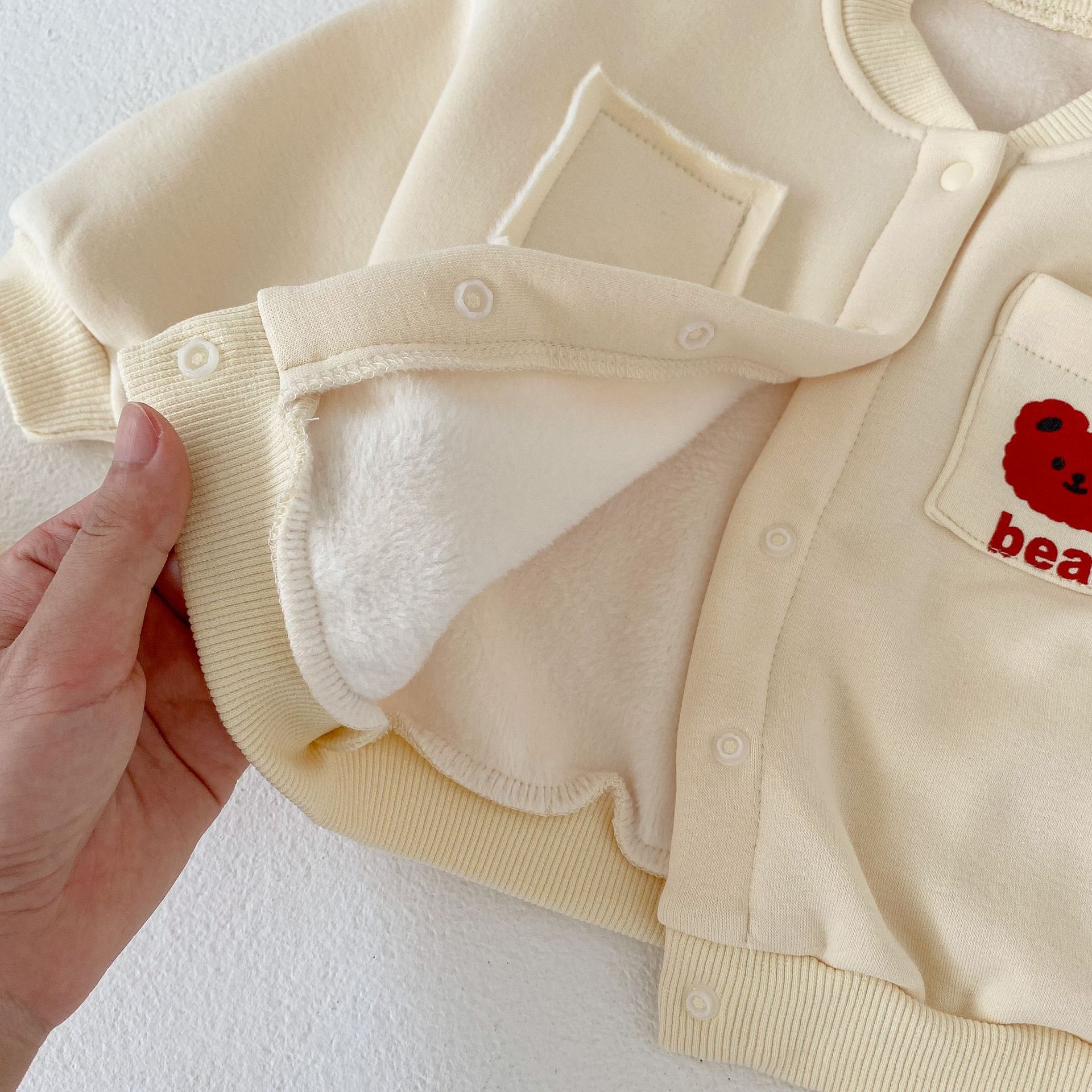 2024 Spring Autumn Baby Boys Girls Rabbit and Bear Printed Coat+Pants with Velvet Warmth Set_voghion.com