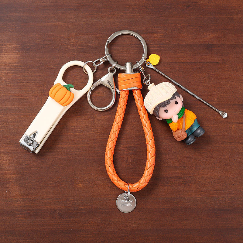 Creative Cartoon Cute Keychain New 2023 Doll Couple Nail Clipper Ear Pick Key Chain Pendant Gift