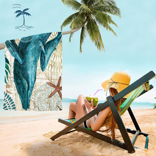 Special Edition Ultra-Fine Fiber Beach Towel and Bath Towel with Printing for Adults, Water-Absorbent Quick-Dry Beach Towel for Vacation