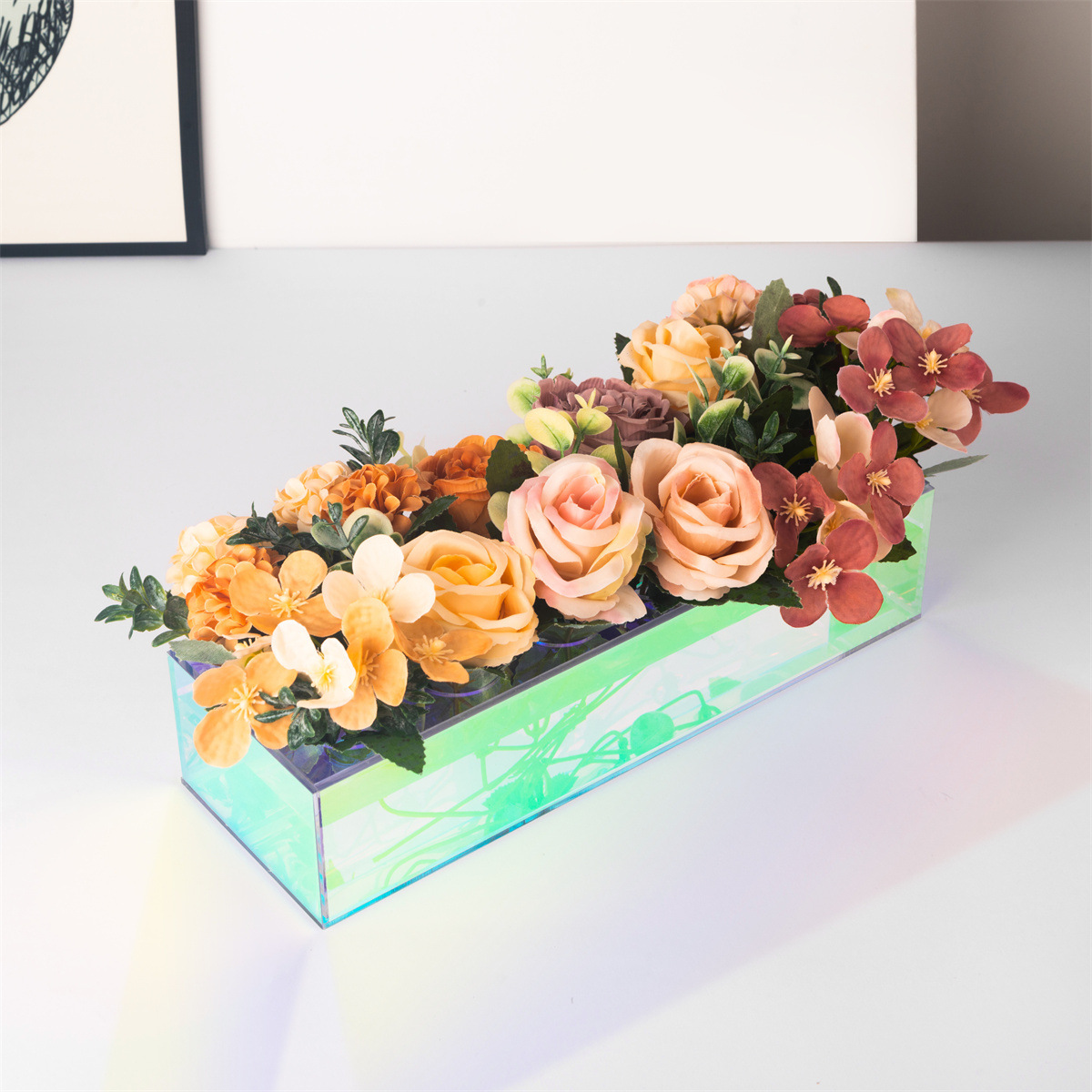 Flor rectangular de acrílico centro de mesa decoración único florero decoración del hogar o decoración de flores de la boda image 3