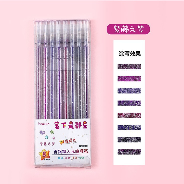 Bolígrafo de gel flash de Amazon transfronterizo bolígrafo de gel de color brillante juego de 8 colores resaltador de graffiti de color al por mayor