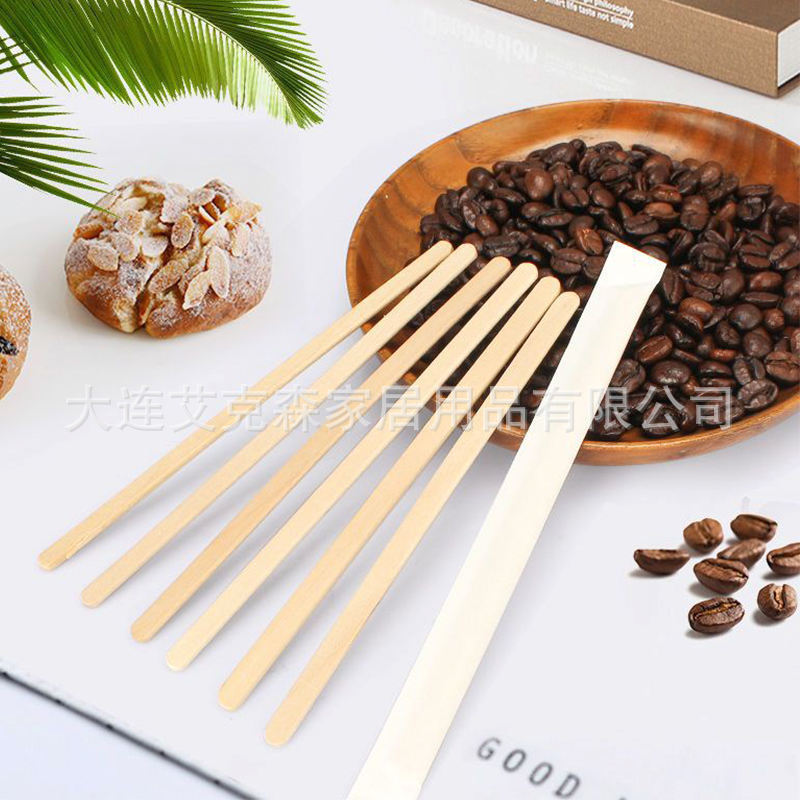 Natural Eco Friendly Birch Wood Biodegradable Individually Wrapped Disposable Coffee Stirring Sticks for Events