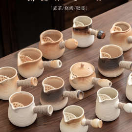 围炉煮茶烤奶茶壶日式耐高温侧把壶家用户外大号容量白泥罐罐茶壶