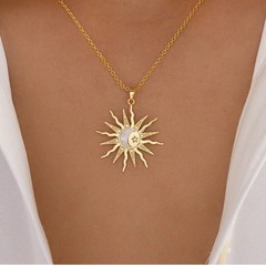 ヨーロッパとアメリカのクロスボーダーひまわりネックレスペンダント絶妙なマイクロ象嵌ジルコンネックレスジュエリー