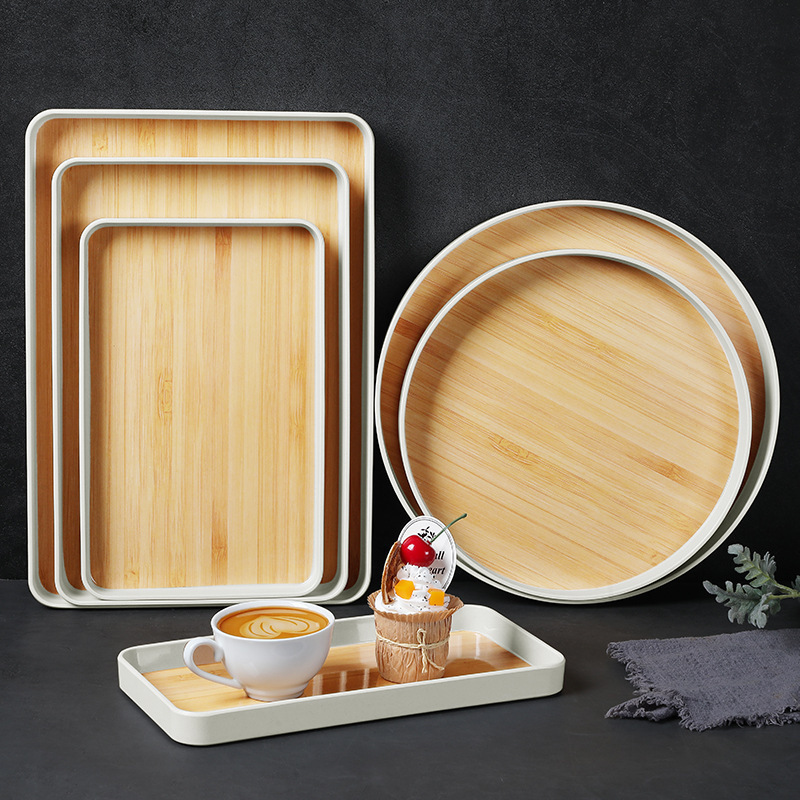 仿木点心分隔拼盘托盘家用现代小吃盘子家用创意零食糖果干果盘|undefined