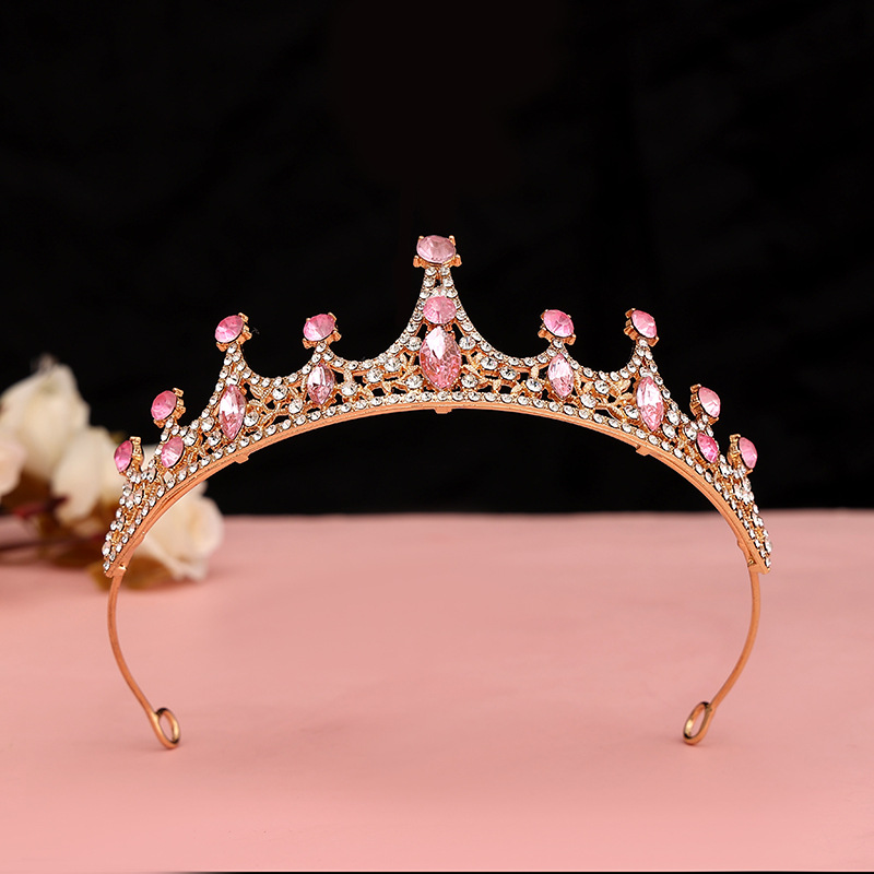 Online Rojo Negro Barroco corona tocado novia estilo coreano 18 años de edad, mujer adulta Ceremonia de cumpleaños princesa Corona al por mayor