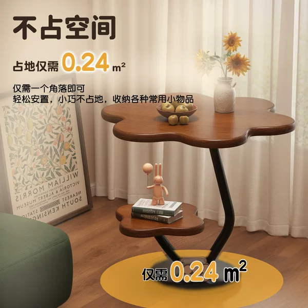Creative Balcony Small Coffee Table, Living Room Sofa Side Table, Small Apartment Round Table, Trendy Cream-Style Bedside Cabinet, Storage Rack