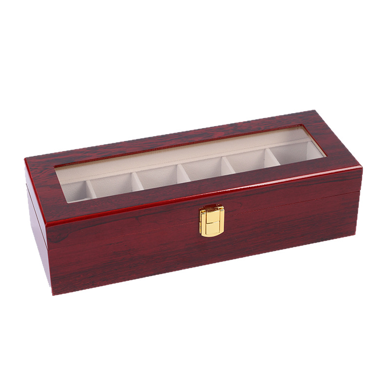 Caja Organizadora de Relojes de Madera de 6 Ranuras con Ventana y A Prueba de Polvo para Regalo image 7