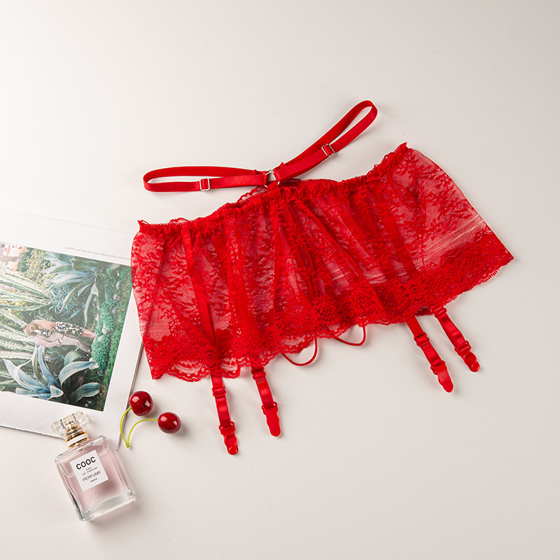 Adjustable Waistband Garter Belt and Panties Set for Women, Sexy Lace Lingerie with Open Crotch, Plus Size