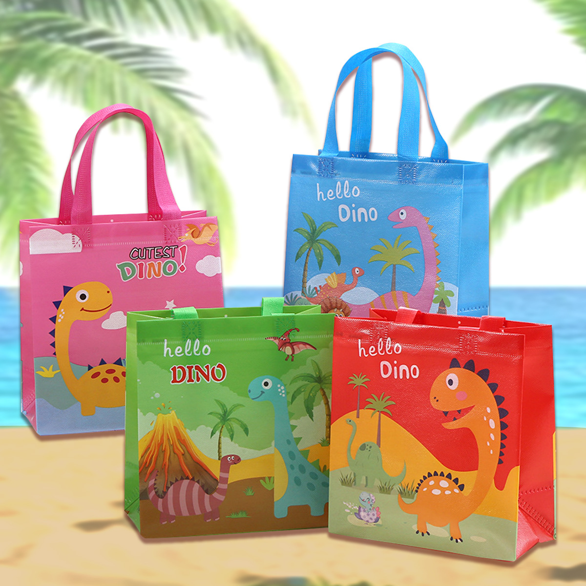 无纺布防水手提袋卡通恐龙系列礼品袋儿童节日生日派对礼物包装袋