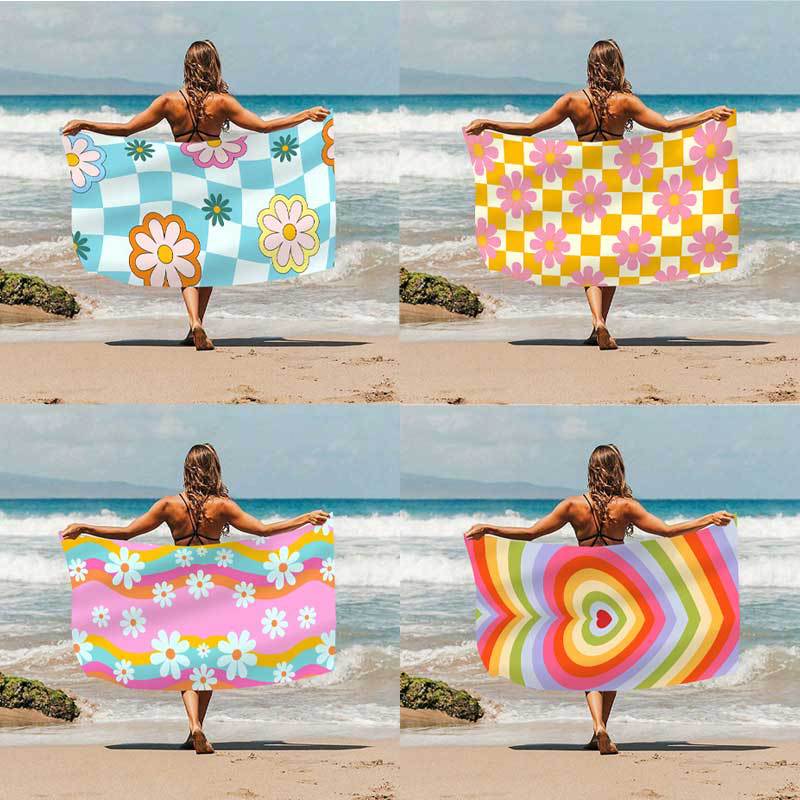 Foreign trade single-sided velvet beach towel microfiber beach towel flower love pattern towel bath towel summer beach Foreign trade single-sided velvet beach towel microfiber beach towel flower love pattern towel bath towel summer beach