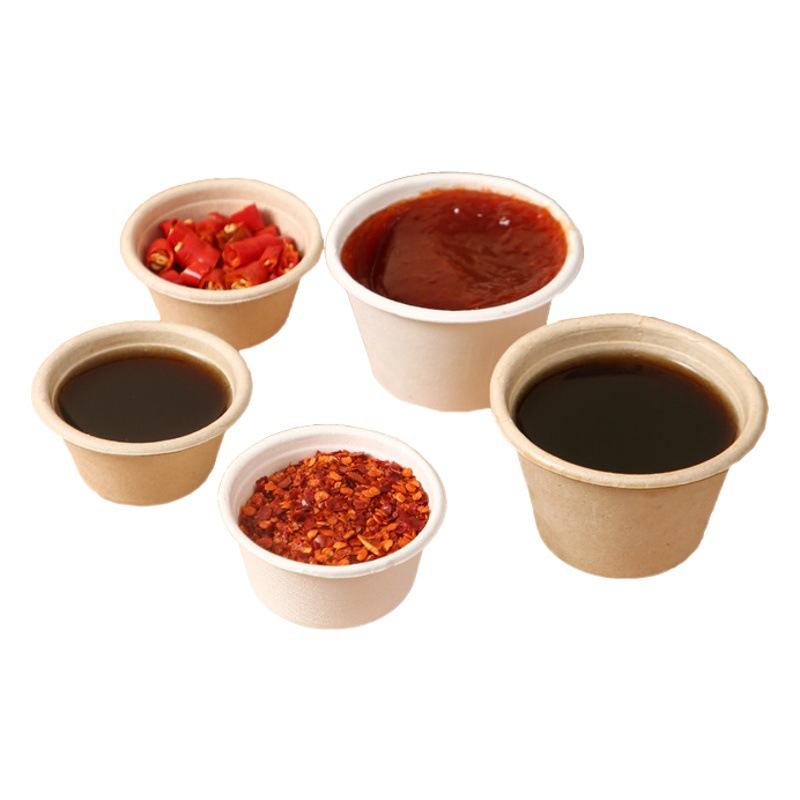 Disposable Pulp Sealed Degradable Dip Cup Sauce Cup Seasoning Cup Small Cup Packing Take-out Bowl Box with Lid