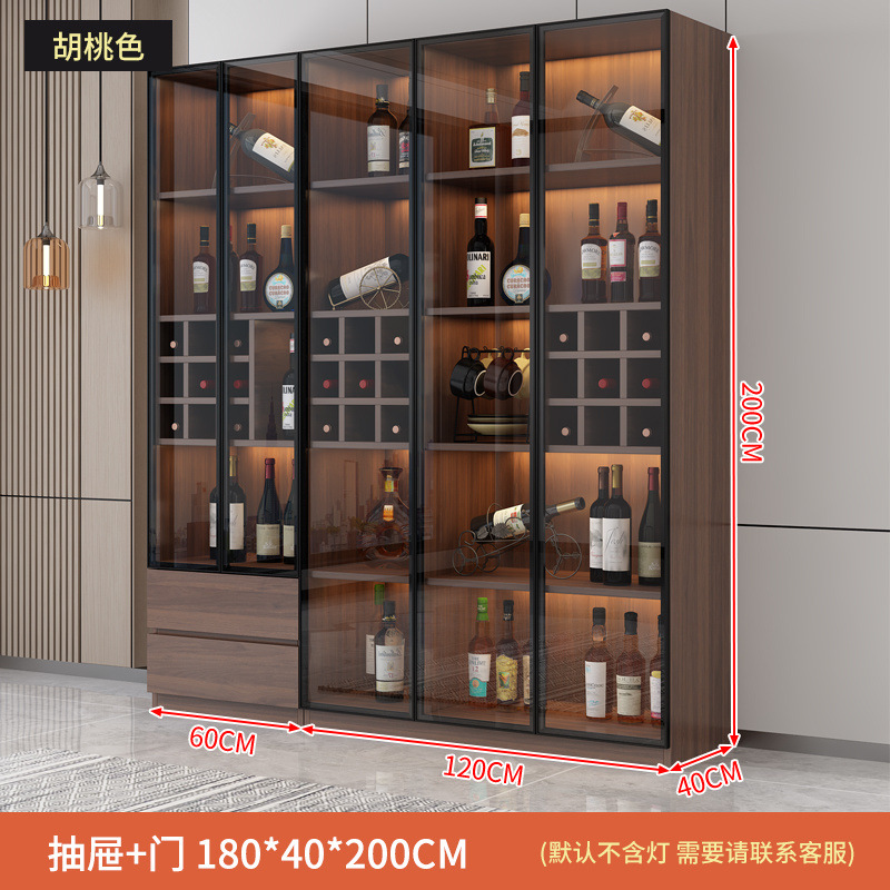 Винный шкаф пятидверный стеклянный с двойным ящиком, ширина 180.