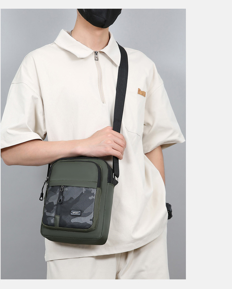 179g Weight Polyester Lining Material Sewing Thread Fashion Element Zipper Closure Type Sling Strap Strap Type Shoulder Bag Bags Type Casual Occasion Oxford Cloth Material Camouflage Pattern All Seasons Season Men's Gender Streetwear Style Square Shape Men's Camouflage Oxford Cloth Sewing Thread Zipper Shoulder Bag 11