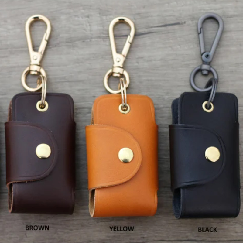 Retro Pu Leather Car Key Bag, Creative Portable Waist-Mounted Keychain, Portable Key Cosmetics Bag Key Cover