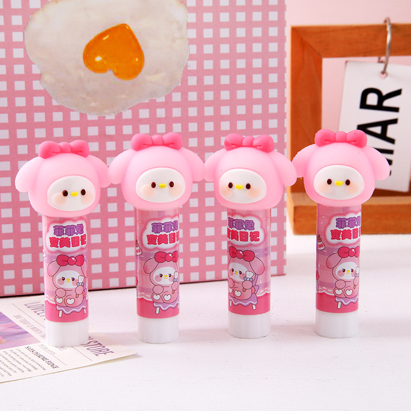 Linda cabeza de silicona Feifei conejo pegamento sólido estudiante portátil sólido pegamento DIY hecho a mano de alta viscosidad pegamento palo