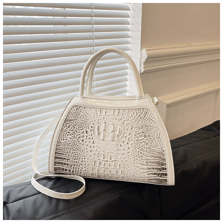 2023 Bolsos transfronterizos europeos y americanos Moda femenina Patrón de cocodrilo Bolsa de concha Bolso de madre de un solo hombro retro clásico Comercio exterior