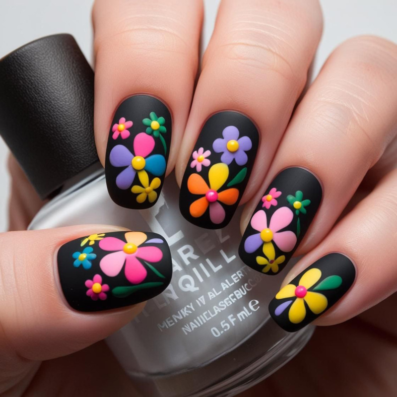 Short Frosted European Fake Nails Colorful Flowers Fresh Cute Sweet Ins European and American Style Cross-border Hot Sale