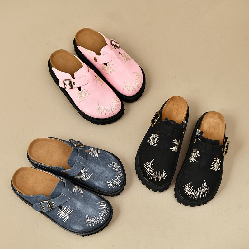 Autumn 2024 New Retro Old Baotou Thick Slippers Women's Outer Wear Internet Popular Fashion Foreign Trade Casual Bonken Shoes