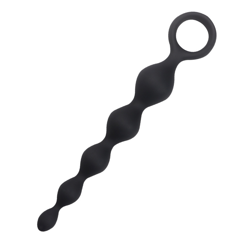 Gradual Expansion Silicone Anal Beads Prostate Massager Plug, Five-Bead Black Design — detail image 10