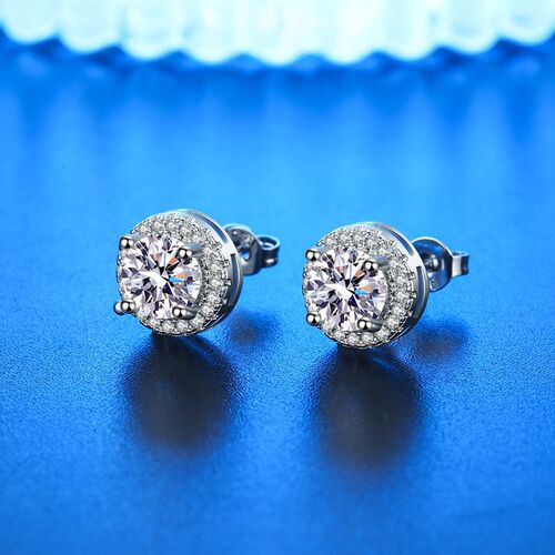 Cross-border imitation moissanite full diamond princess round earrings, feminine women's round small gift earrings, earrings