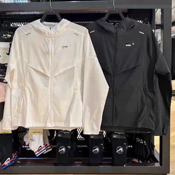 NK Embroidered Sports Hooded Jacket New Model for Men and Women Couples Sun Protection Woven Lightweight Cardigan Cross-Border Wholesale