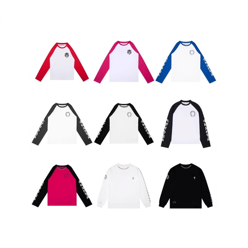 Cross-border 25ss new classic printed double yarn pure cotton high weight unisex raglan long sleeve T-shirt