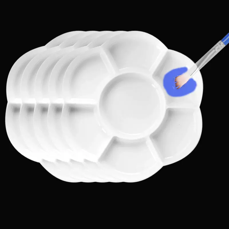 调色盘白色塑料梅花绘画颜料调色盘儿童丙烯水粉水彩调色盘批发