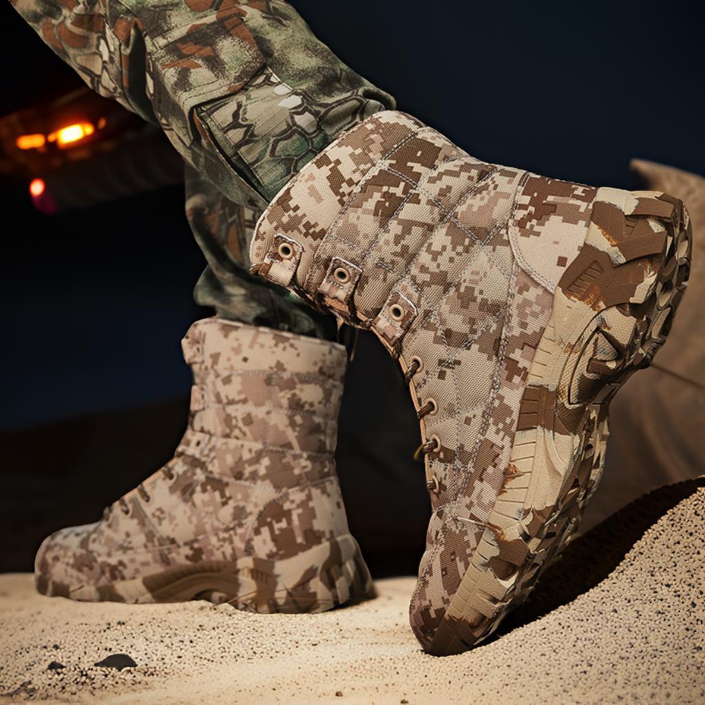 2025 nuevas botas militares al aire libre de tamaño grande transfronterizo para hombres botas de camuflaje al aire libre botas de combate del desierto