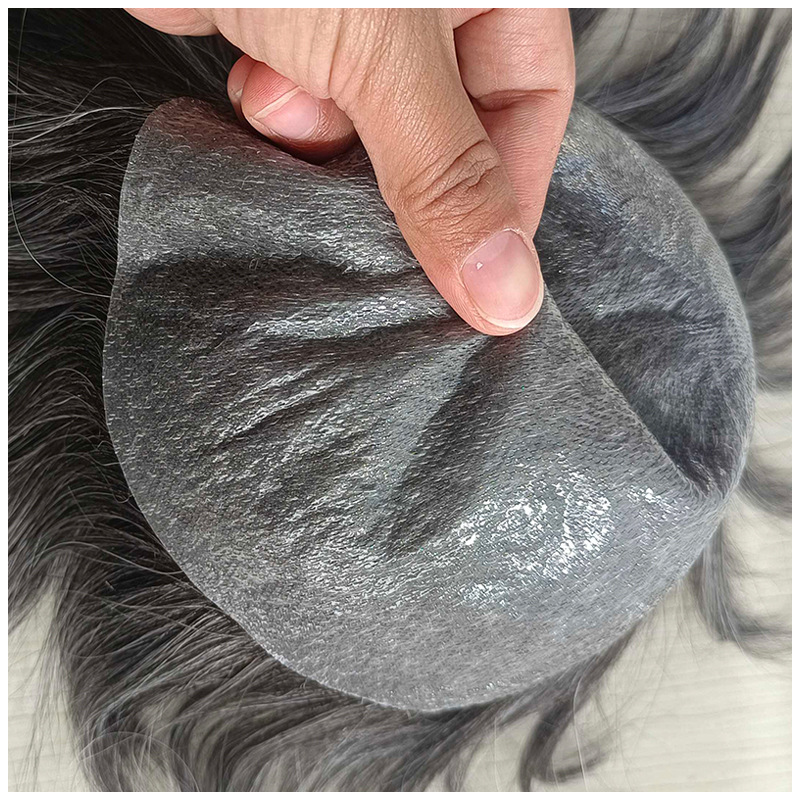 Ultra-Thin 0.3mm Pu Biological Scalp Thin Skin Toupee Breathable Ch Weave Human Hair Men's Hair Replacement Piece