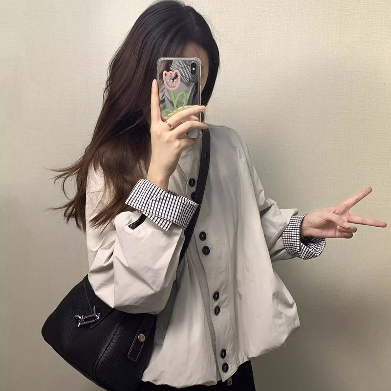 原版做法日系复古秋冬外套女设计感花苞型宽松休闲工装夹克上衣潮