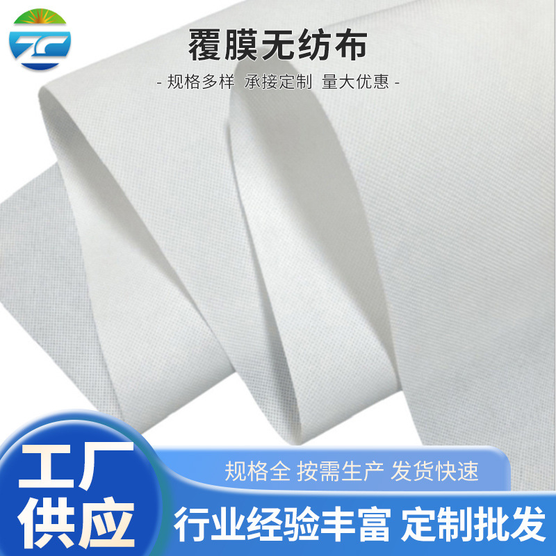 跨境外贸覆膜无纺布 白色pp pe复合透气防护服覆膜无纺布批发