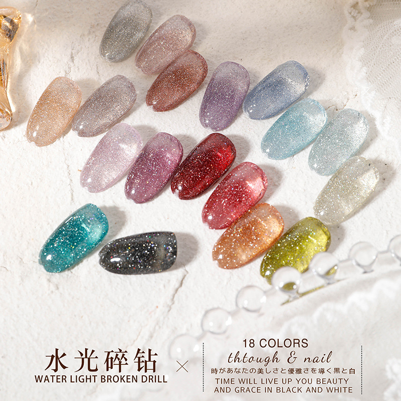 Explosión de brillo de diamante transparente color desnudo denso brillo desnudo polvo fototerapia esmalte de uñas hadas blanqueamiento suave a través del hielo primavera y verano nuevo estilo