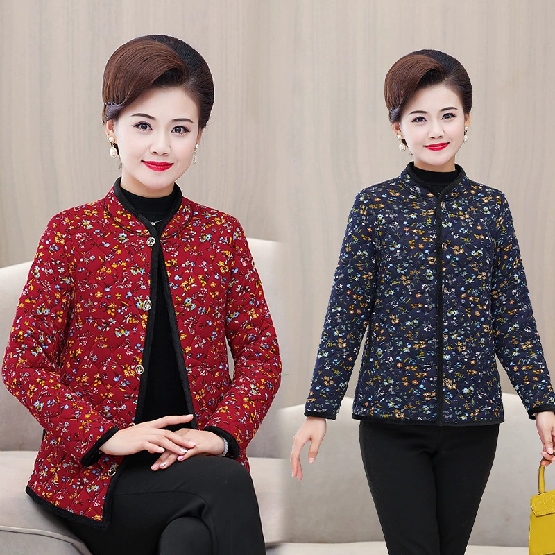 Средний и пожилой верблюжий бархатный внутренний хлопчатобумажный костюм женский утолщенный теплый хлопчатобумажный костюм свободный большой размер дикая хлопчатобумажная куртка бабушка куртка