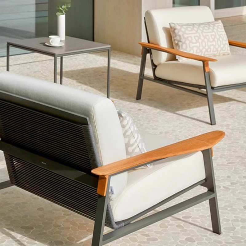 Sofá de aleación de aluminio al aire libre sofá de ocio villa jardín patio al aire libre sofá de caña combinación