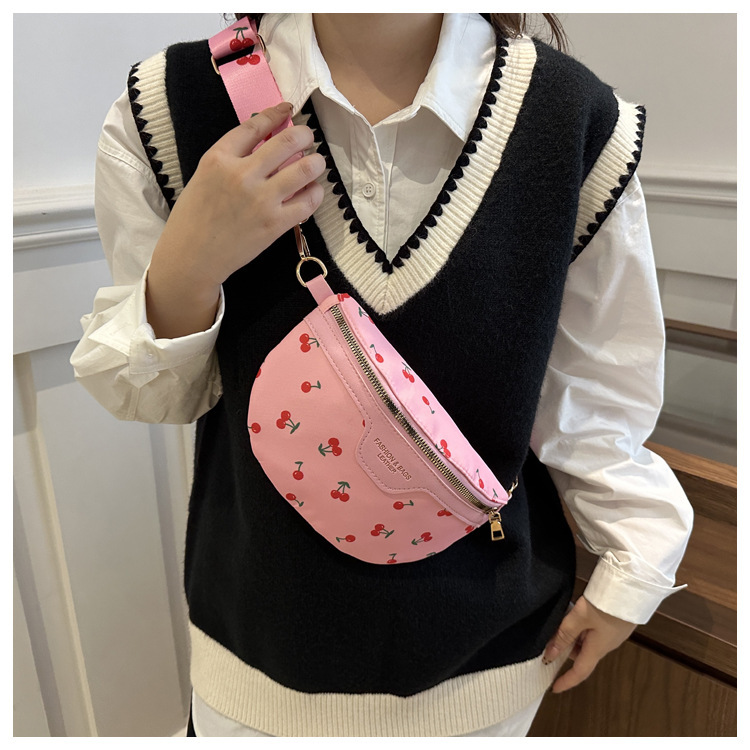 97g Weight Polyester Lining Material Zipper Closure Type Single Shoulder Strap Strap Type Fanny Pack Bags Type Holiday, Daily Occasion PU Material Cherry Pattern All Seasons Season Women's Gender Cute, Streetwear Style Dumpling Shape Shape Women's Cute Streetwear Cherry PU Waist Bags 8