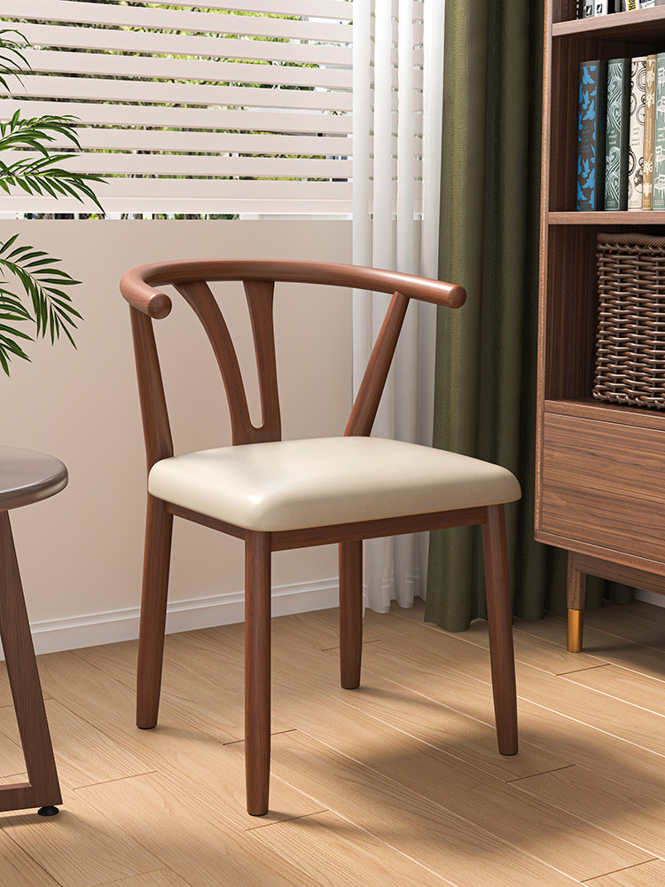 Tea Chair with Armrests for Long Sitting Comfort, Dining Chair for Home and Restaurant Use, Horn Mahjong Chair