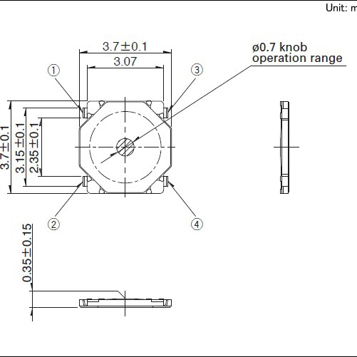 SKRWADE030 ALPS轻触开关 3.7*3.7*0.35 SKRWAEE030 原装现货