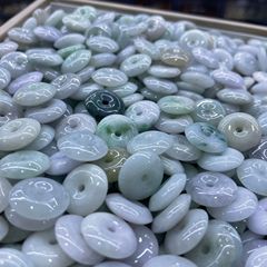 翡翠A货平安扣散珠子diy手链项链半成品材料配件饰品隔珠配饰小件