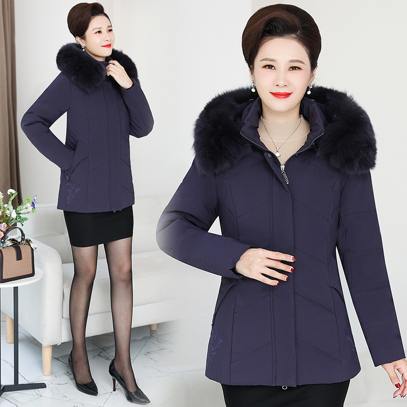 Madre invierno y otoño chaqueta de plumón chaqueta de algodón de cuello grueso nuevo algodón de moda casual de mediana edad