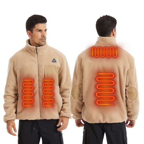 Exclusive Plush Fleece Heated Jacket with Collar, Four-Zone Heating Winter Warmth-Proof Cold-Proof Electric Heated Jacket
