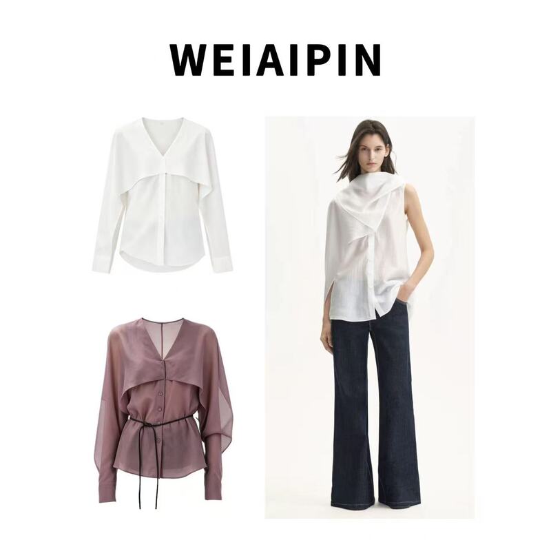 【Rarely Designer Brand】26Ss Misty Finish Multi-Way Wear Slightly Sheer V-Neck Shirt Top 【Rarely Designer Brand】26Ss Misty Finish Multi-Way Wear Slightly Sheer V-Neck Shirt Top