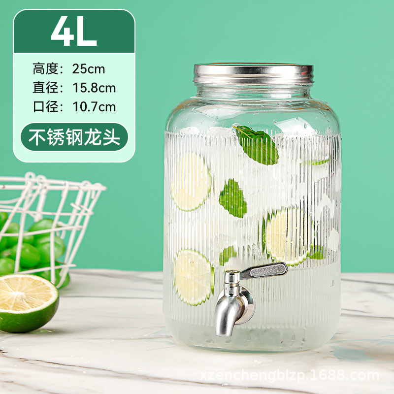 Jarra de vidrio para el hogar de gran capacidad al por mayor, moderna jarra para agua fría, recipiente para bebidas, jarra para jugo con grifo