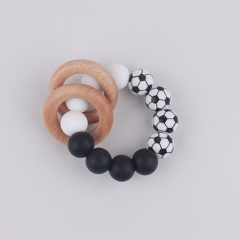 Comercio electrónico transfronterizo pulsera de mordedor para bebés recién nacidos, protección del medio ambiente natural, anillo de madera de haya, juguete de mordedor