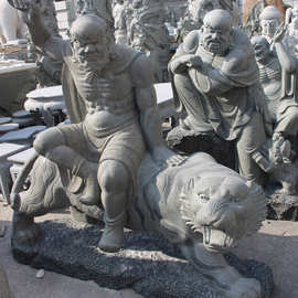 石雕十八罗汉坐像图 寺庙青石18罗汉雕刻 十八罗汉一体玉石雕刻