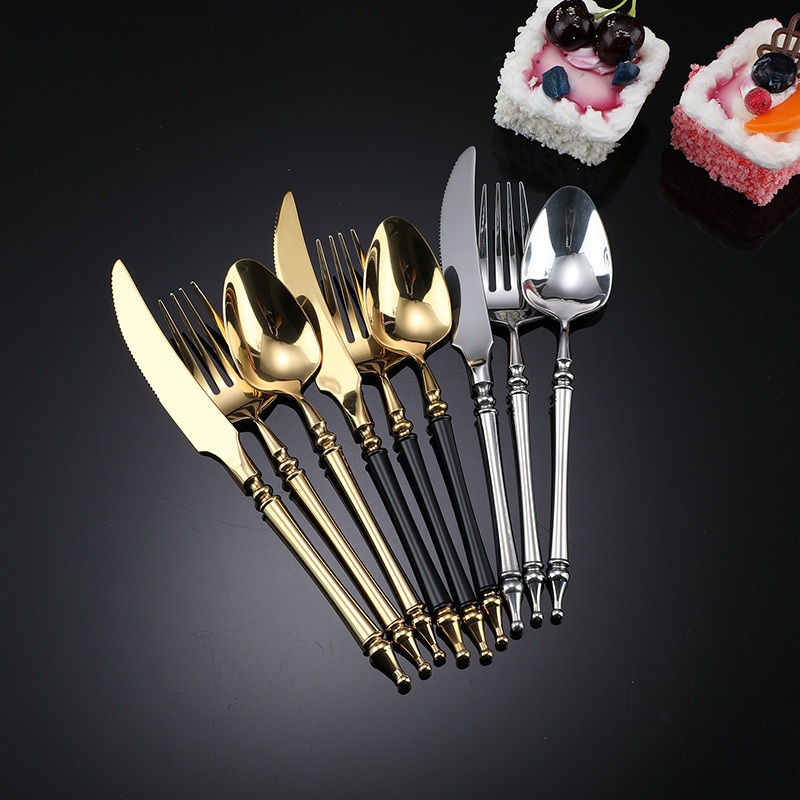 Tableware Set Knife, Fork and Spoon Legendary Western Food Tableware 304 Stainless Steel Steak Knife and Fork Spoon Dessert Fork Manufacturers